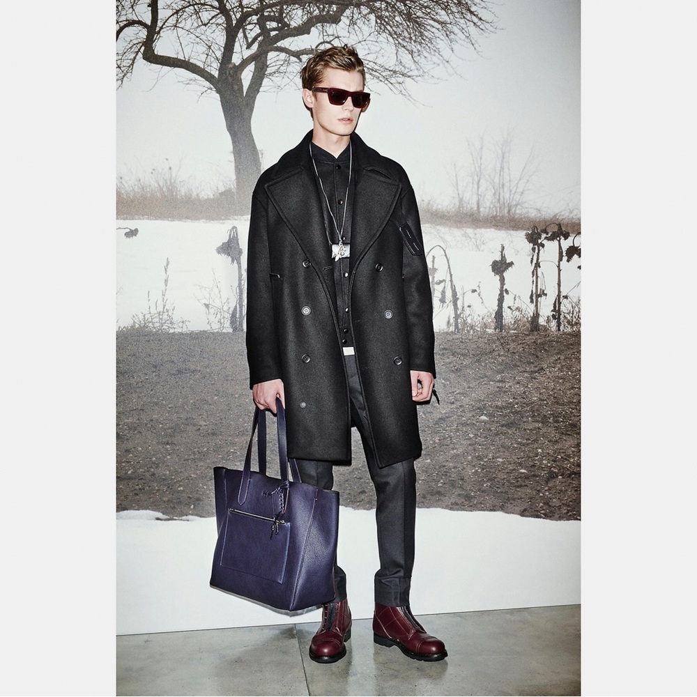 Coach Rip And Repair Wool Blend Officer Peacoat Double Breasted Coat